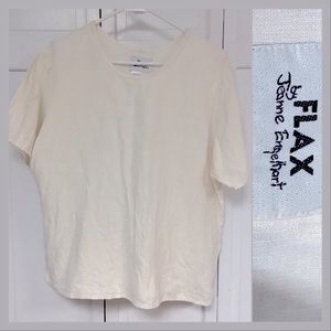 Vintage FLAX By Jeanne Engelhart Blouse T Shirt Tunic 100% linen Size Small